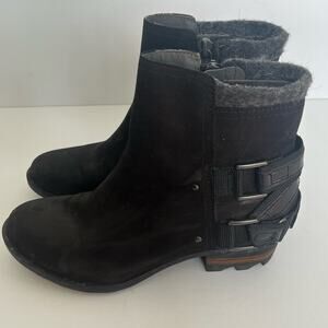 Women's Sorel Black Boot Booties with Silver buckles black straps Size 8